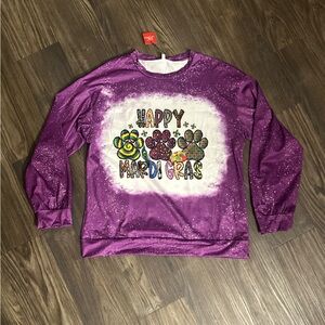 Women Mardi Gras Purple and White Graphic Sweatshirt Sz Small